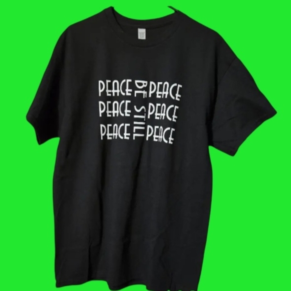 Black T-Shirt with Peace Graphic
